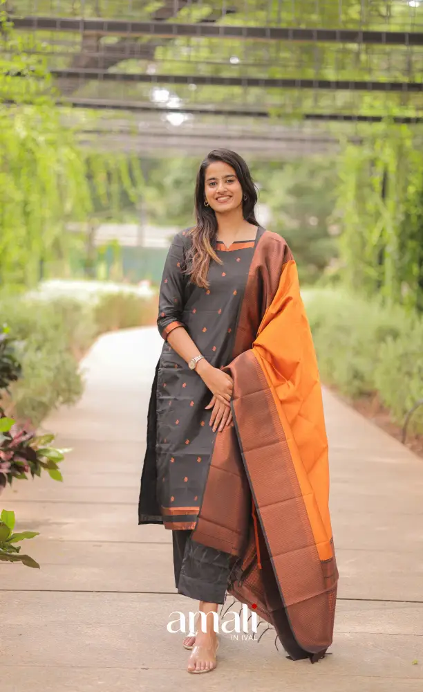 Sanvi Blended Cotton Salwar Suit Black And Multi